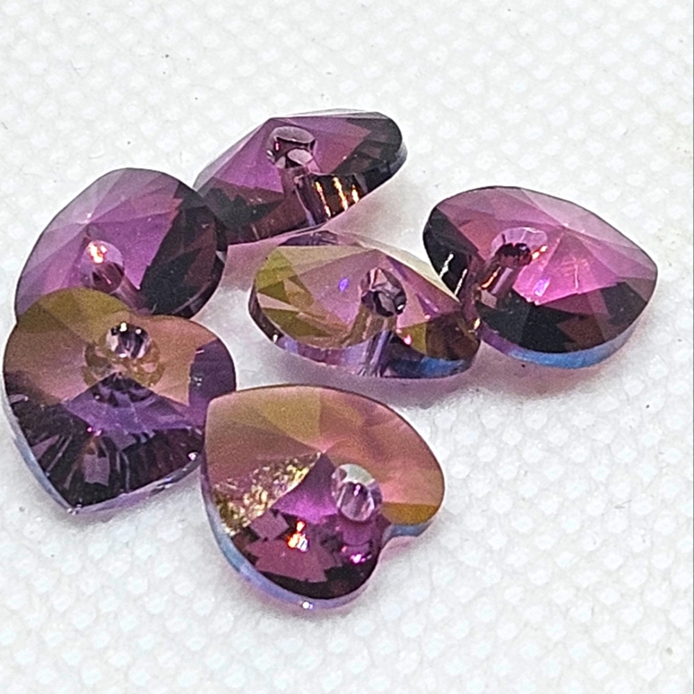 Swarovski Xilion Crystal Heart Pendants 6228. 10mm Lilac Shadow